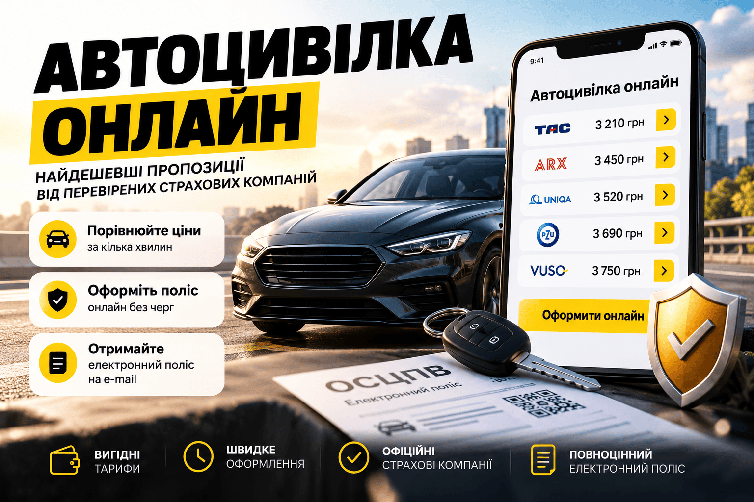 Найдешевша автоцивілка онлайн: як оформити страховку на авто та не переплатити у 2026 році