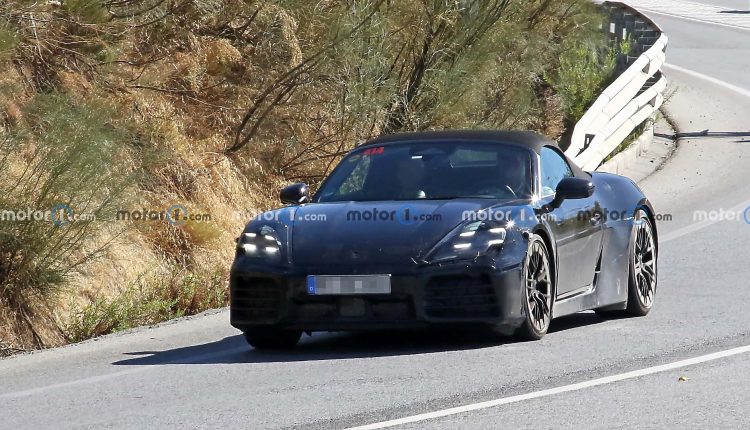 2025 porsche boxster ev spied with final headlights and taillights